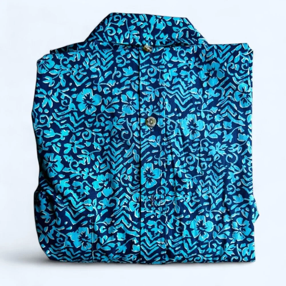 Cooke Street Men's short Sleeve Aloha Hawaiian Shirt Cotton Dark Blue Size XL - Picture 5 of 5